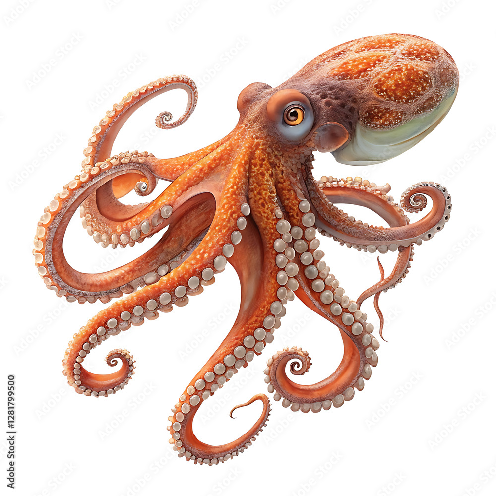 Obraz premium octopus detailed tentacles on transparent background