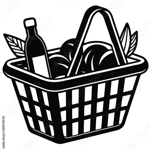 Ecommerce shopping basket vector illustration