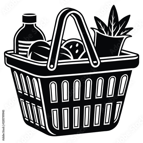 Ecommerce shopping basket vector illustration