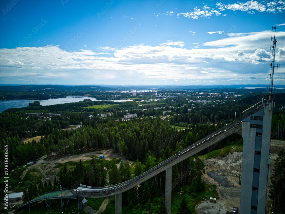 Obraz premium Jyväskylä, City in Keski-Suomi Region in Finland 2024. Aerial views from city center, Lutakko and Laajavuori