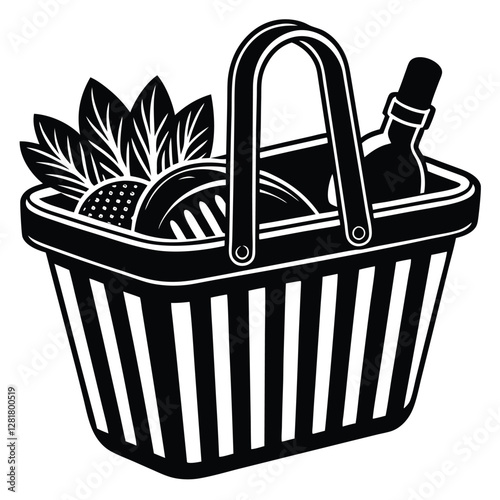 Ecommerce shopping basket vector illustration