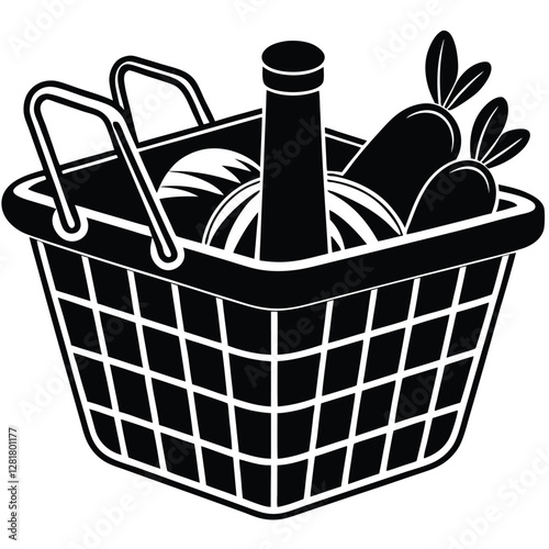 Ecommerce shopping basket vector illustration