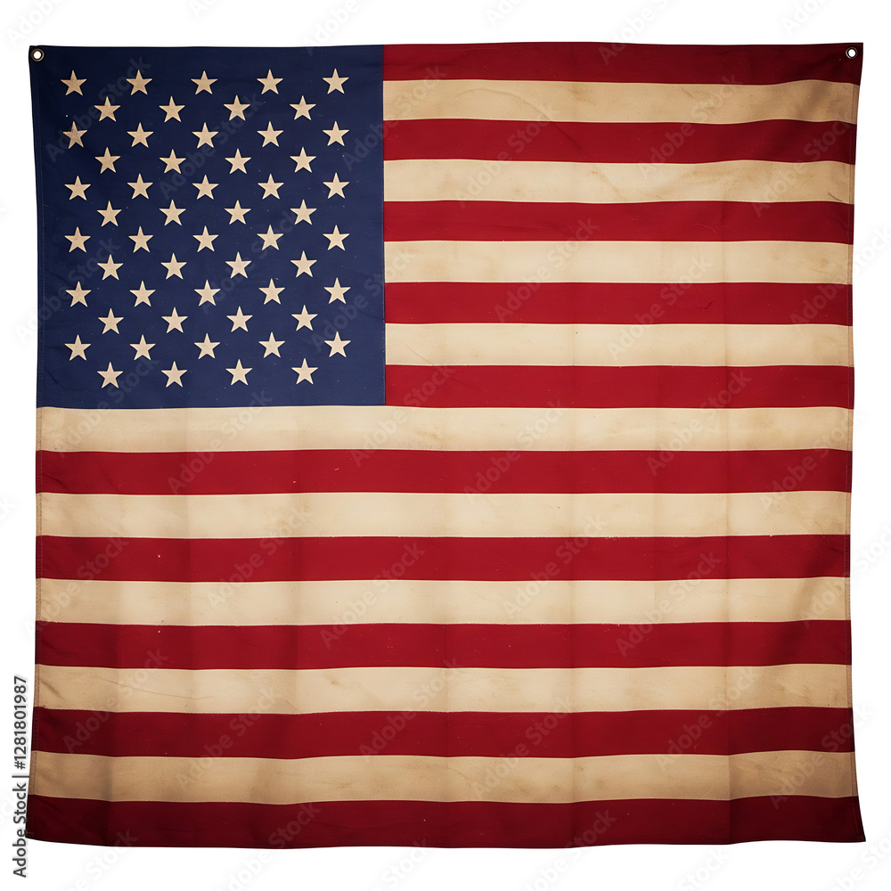 Obraz premium Aged American Flag, Proudly Displayed