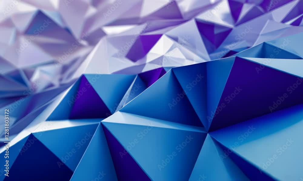 Abstract blue geometric background with triangular shapes and gradient of light to dark
