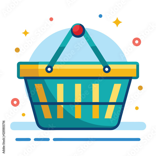Ecommerce shopping basket vector illustration