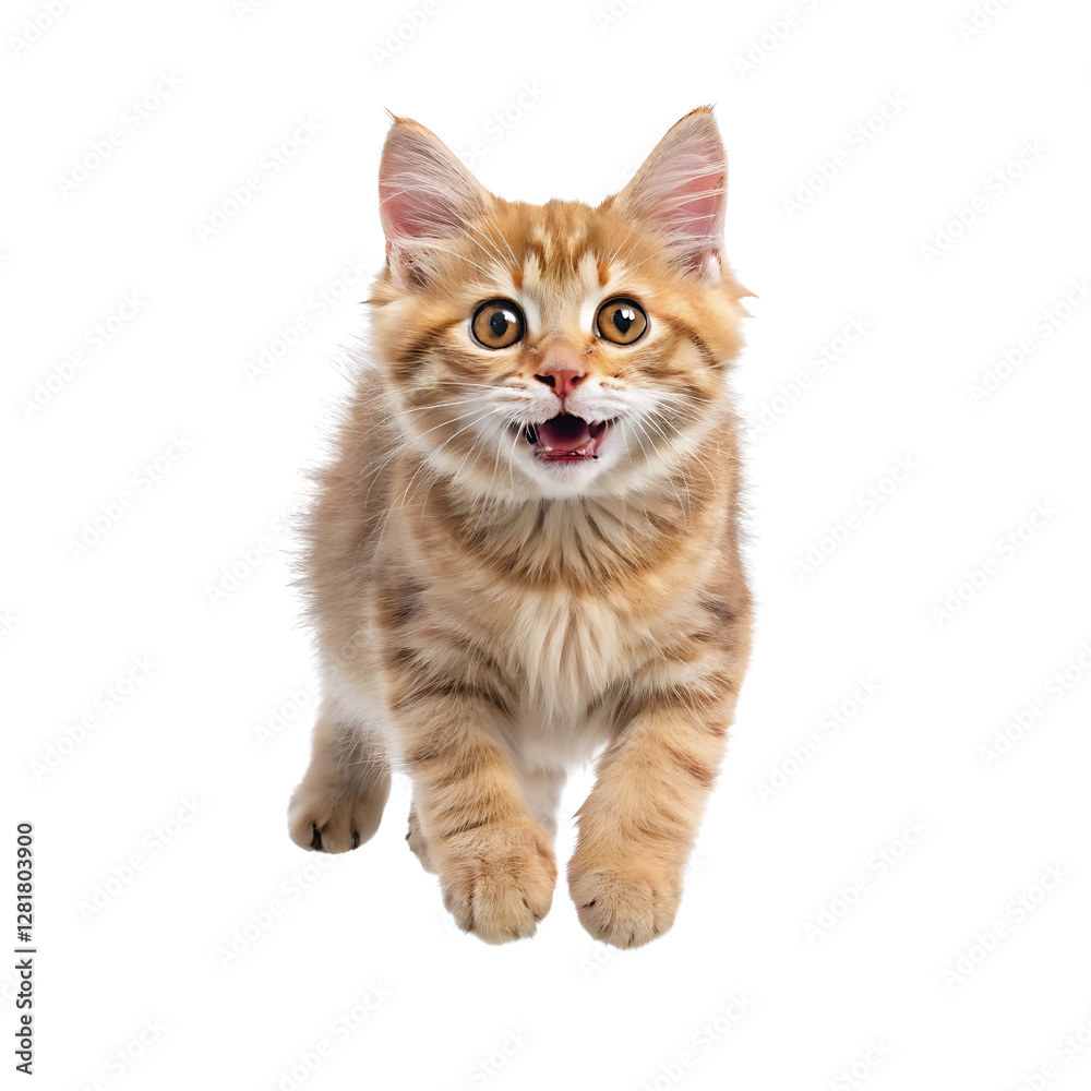 Jump shorthair cat on transparent background Jump shorthair cat on transparent background