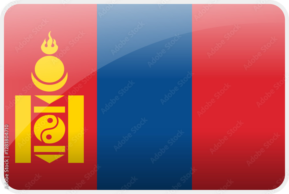 Flag Icon of Mongolia Country,National Vector Flag Iconic Symbol and Colors of Mongolia flag. Flag Icon of Mongolia Country,National Vector Flag Iconic Symbol and Colors of Mongolia flag.