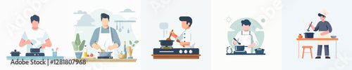 Vector of a person cooking