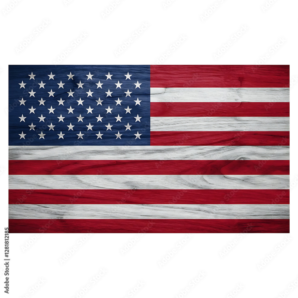 Naklejka premium American Flag on Weathered Wood Planks