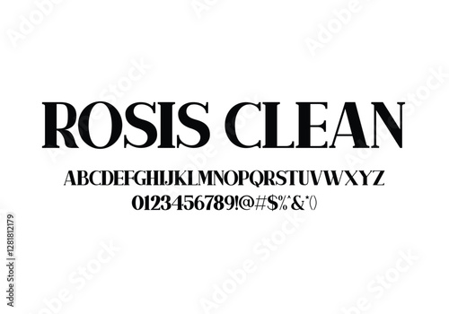 Rosis Clean font for logo and headline. Isolated Vector typeset