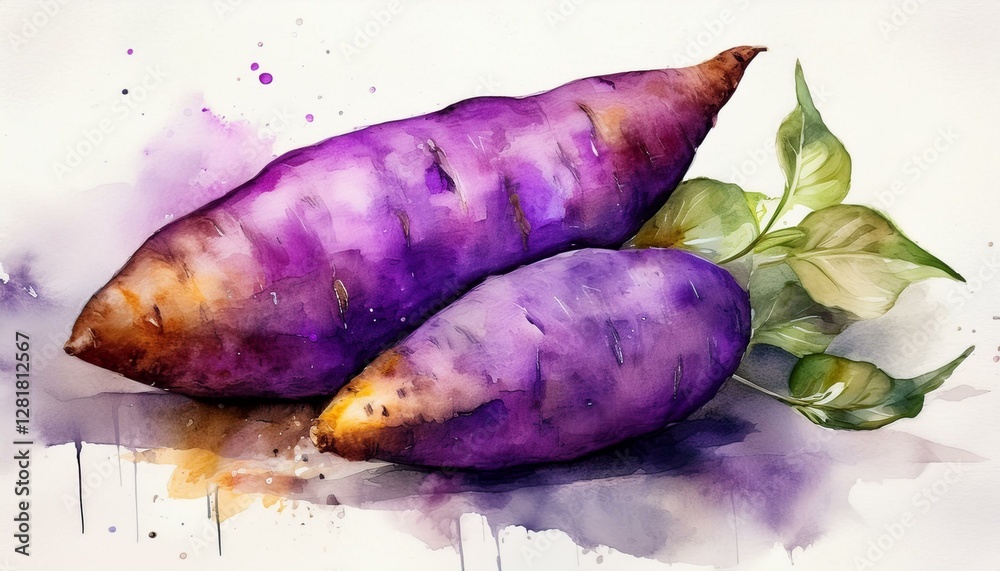 purple sweet potato watercolor illustration purple sweet potato watercolor illustration