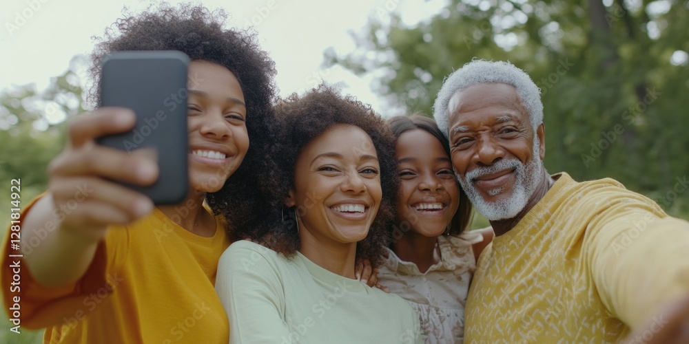 Fototapeta premium African American family enjoying a moment together outdoors
