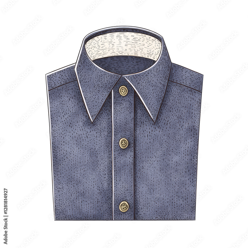 Detailed Illustration of a Classic Dress Shirt with a Button-Up Design and Textured Fabric for Fashion Inspiration Detailed Illustration of a Classic Dress Shirt with a Button-Up Design and Textured Fabric for Fashion Inspiration