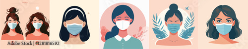 vector woman wearing a mask