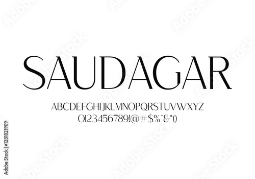 Saudagar font for logo and headline. Isolated Vector typeset