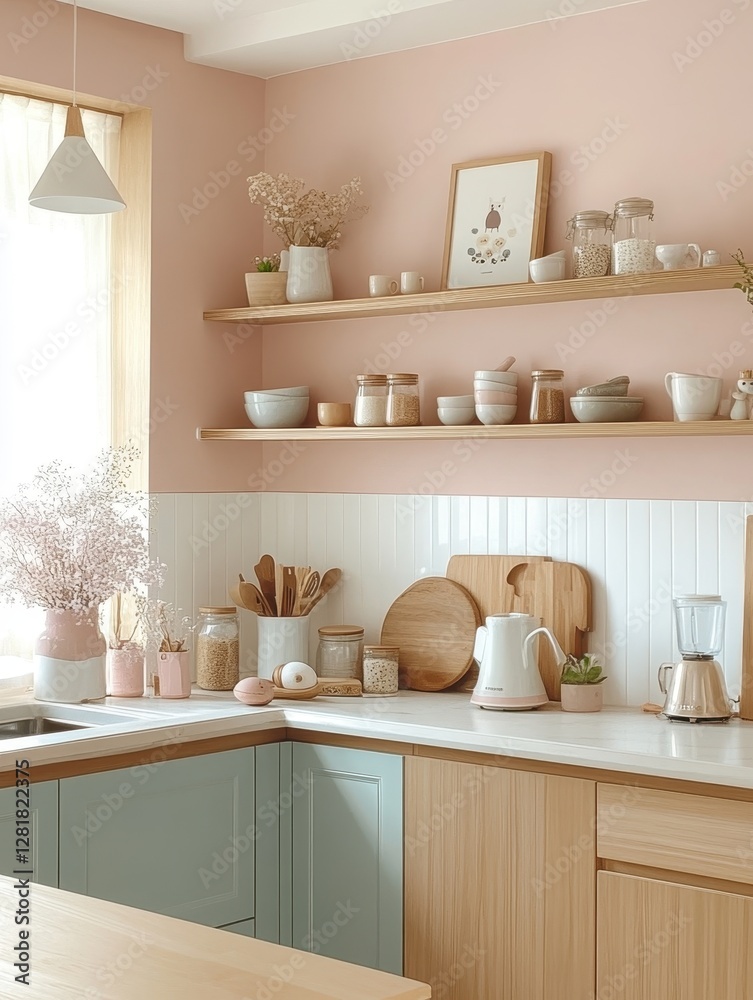 Fototapeta premium A Kitchen Interior Demonstrating Modern Decor and Minimalist Design