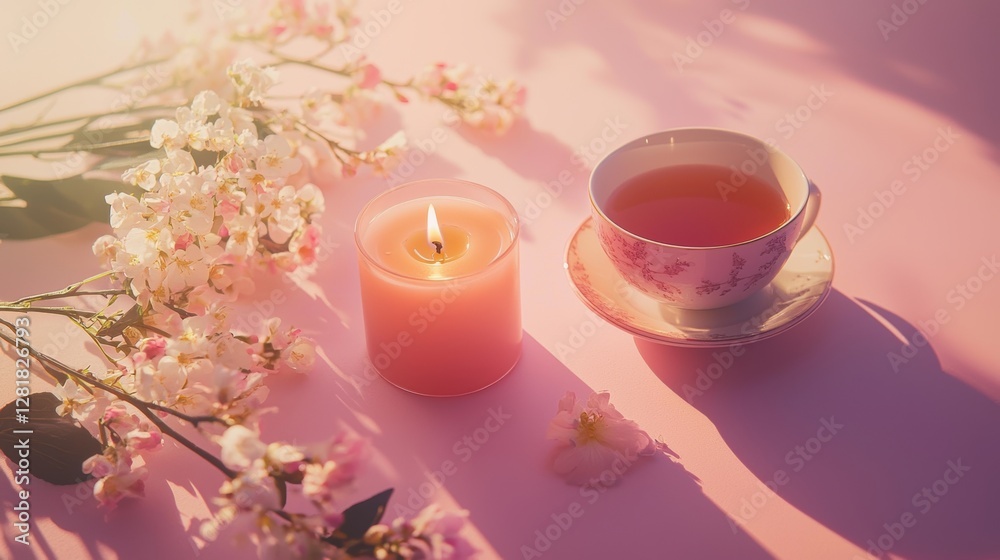 Elegant Mother's Day Card Design with Flowers and Candle for Cozy Atmosphere Elegant Mother's Day Card Design with Flowers and Candle for Cozy Atmosphere