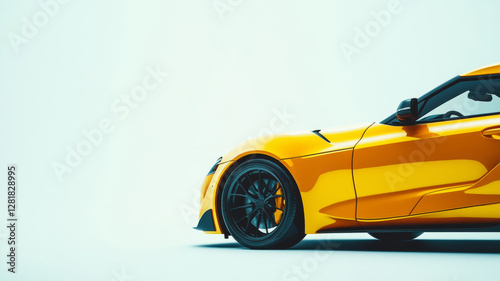 Yellow generic sport car on a white background
