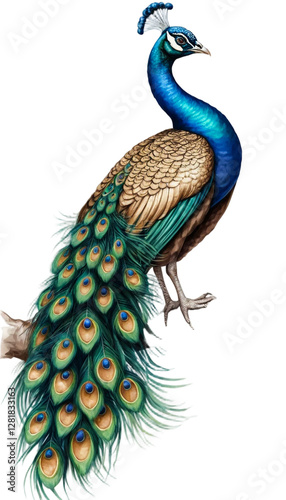 peacock with feathers