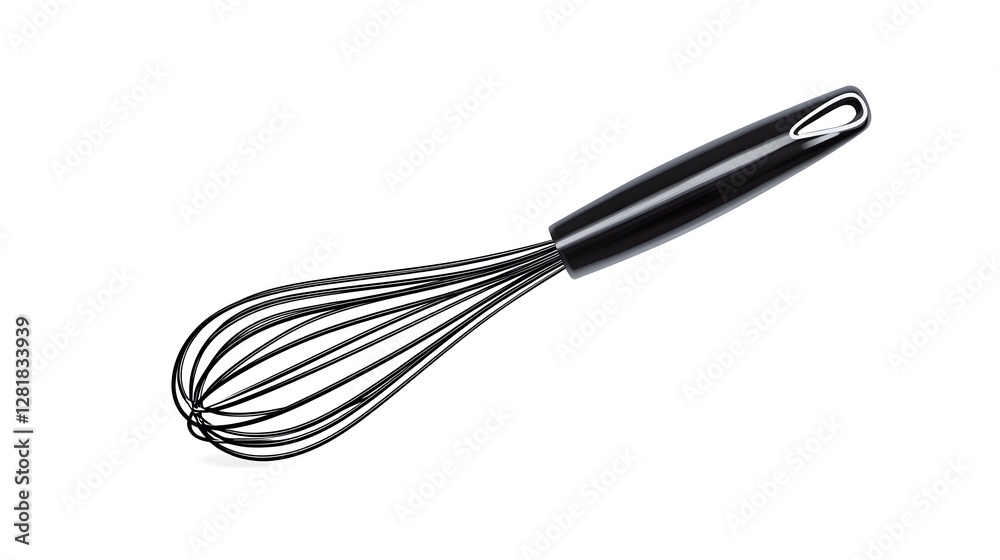 Black Whisk Tool for Cooking and Baking in Kitchen on White Background Black Whisk Tool for Cooking and Baking in Kitchen on White Background