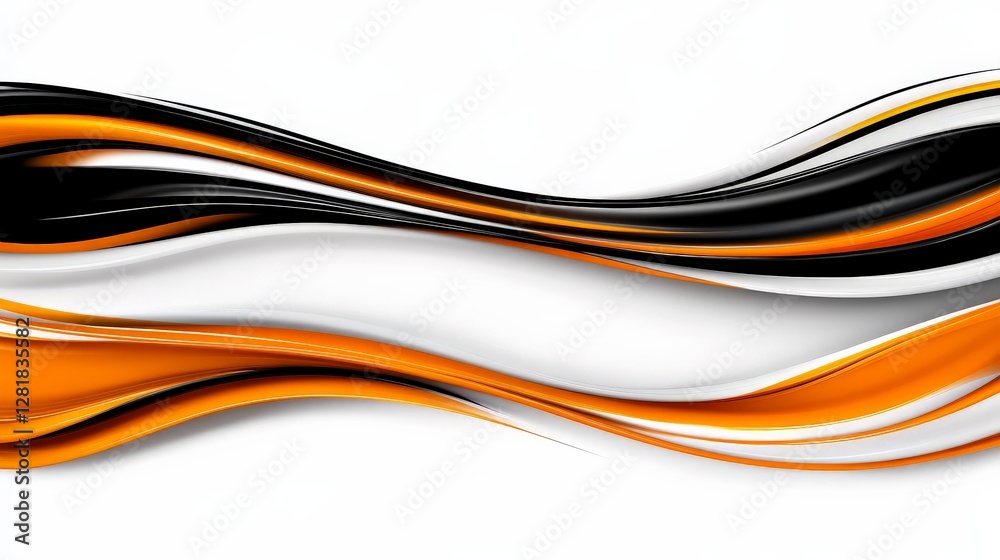 Obraz premium Elegant Abstract Waves in Orange, Black, and White Color Palette