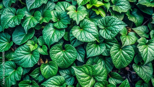 Wallpaper Mural Lush Green Leaf Composition Dark Moody Tones, Close-Up, Natural Texture, Jungle Foliage, Botanical Photography Keywords Plants, Nature Torontodigital.ca