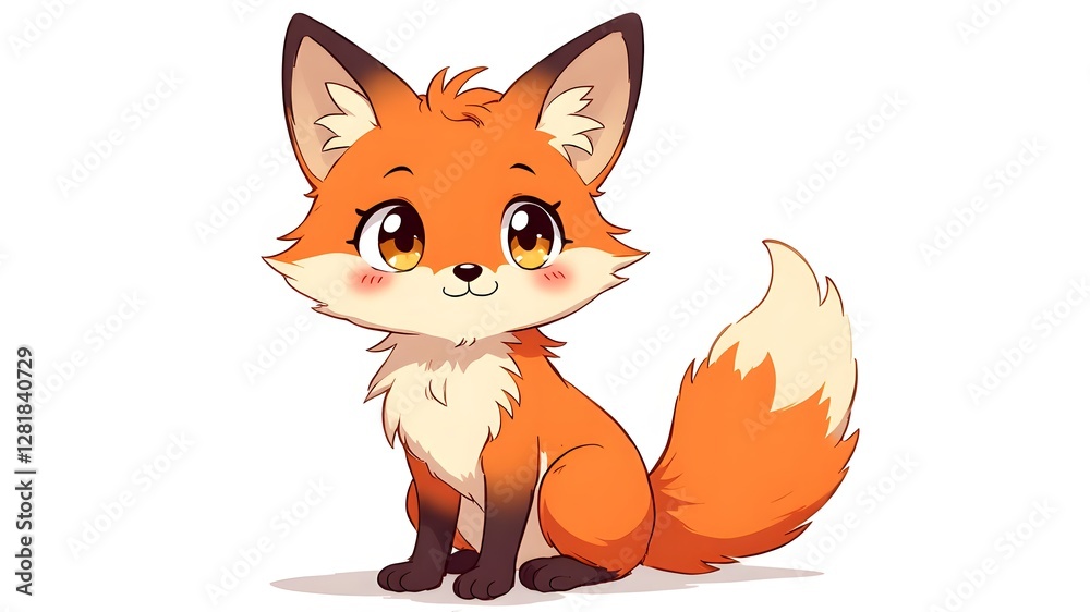 Obraz premium The cartoon world of cute little fox