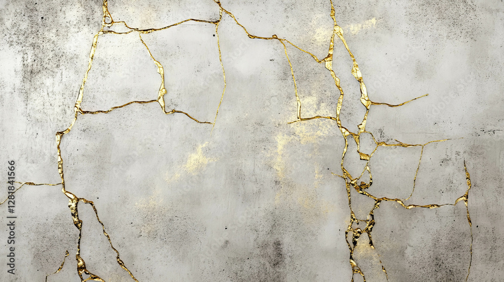 Obraz premium Luxurious concrete gold wire mesh design for modern interiors