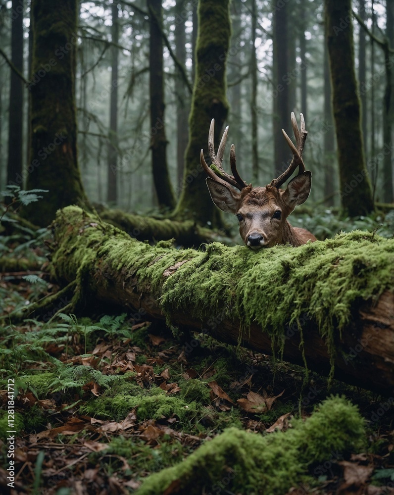 A beautiful forest full of nature with a watchful servant A beautiful forest full of nature with a watchful servant