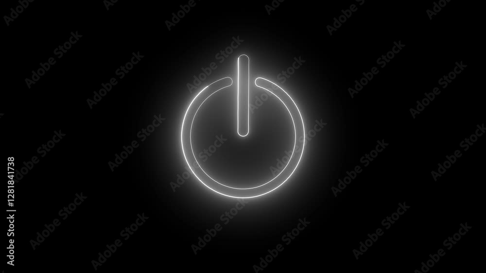 Glowing neon power reset button icon sign animation. power button animation. Glowing neon power reset button icon sign animation. power button animation.