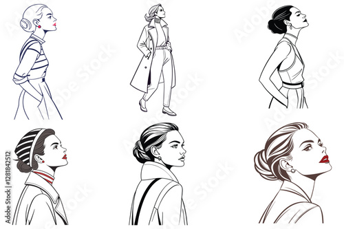 25 year old top model from the country of dinamarca line art vector