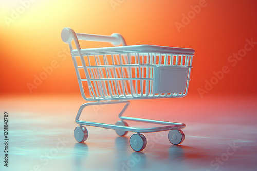 3D Rendered Empty Shopping Cart on Gradient Background. Possible use E-commerce, Retail photo