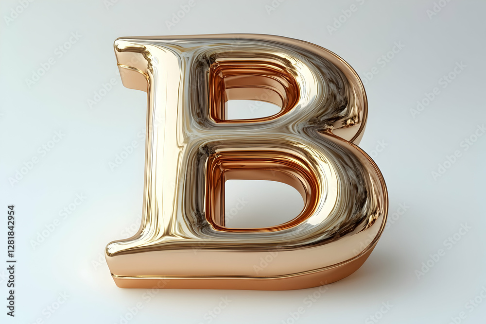 3D rendered gold letter B, graphic design, against plain background. Possible use for logos, fonts, branding 3D rendered gold letter B, graphic design, against plain background. Possible use for logos, fonts, branding