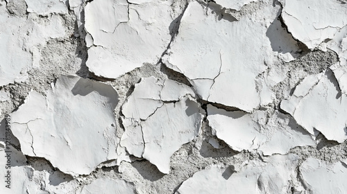 Weathered white chipped paint on dark brick wall texture for artistic backgrounds