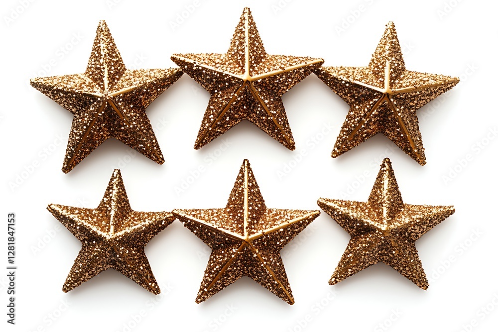 Gold stars, holiday decoration, white background, rating Gold stars, holiday decoration, white background, rating