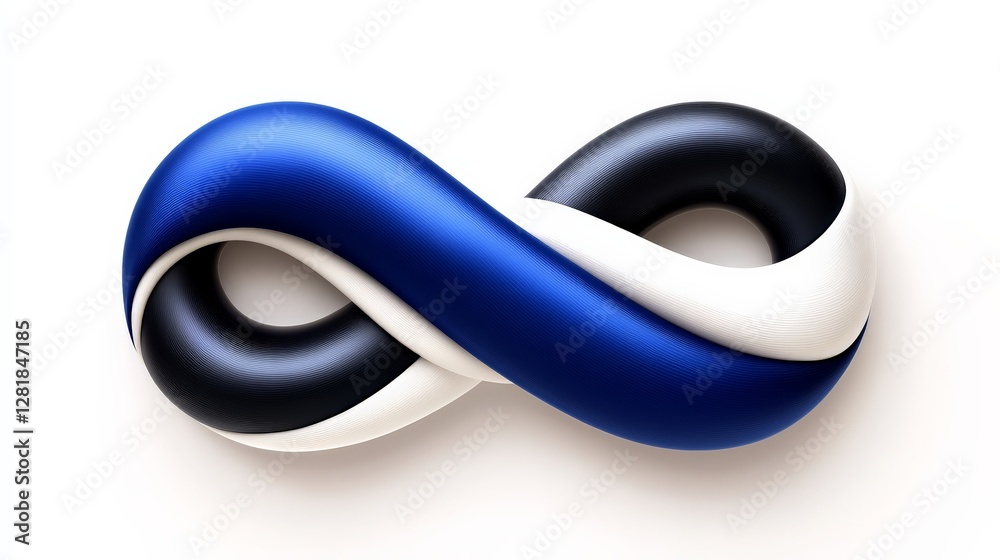 Abstract Infinity Symbol in Blue, Black, and White Colors Abstract Infinity Symbol in Blue, Black, and White Colors