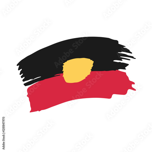Australian Aboriginal flag brush paint textured. Vector illustration