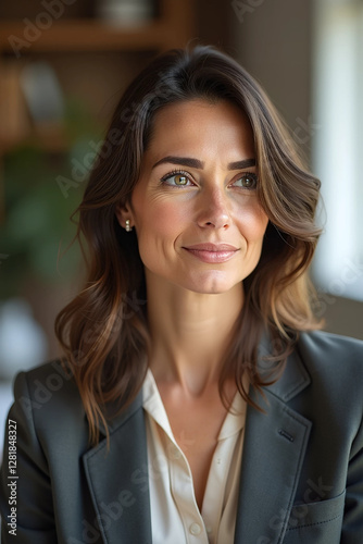 Free Download Confident Businesswoman in Modern Office Setting - GFXLoad