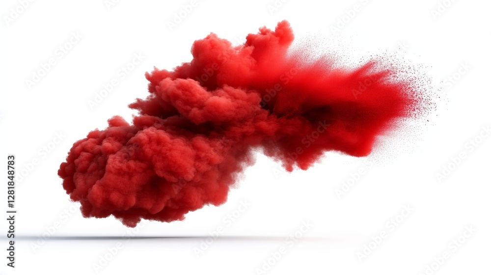 Vibrant Red Smoke Cloud on White Background for Creative Projects Vibrant Red Smoke Cloud on White Background for Creative Projects