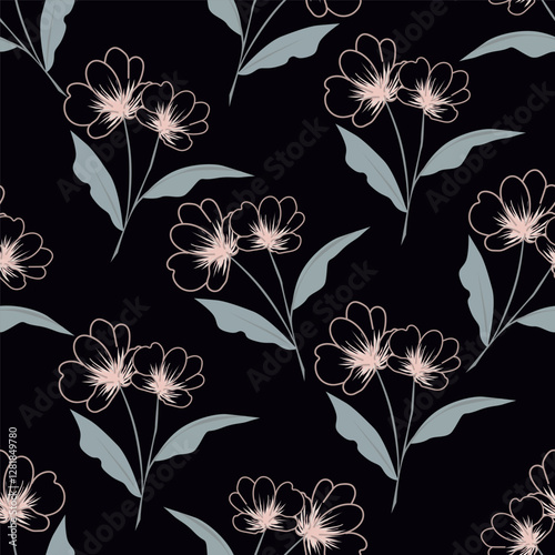 Colorful hibiscus flower with tropical leaf seamless pattern design for summer holidays background