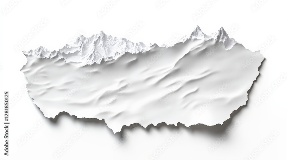 Abstract 3D Map of Turkey with Mountain Textures and White Background Abstract 3D Map of Turkey with Mountain Textures and White Background