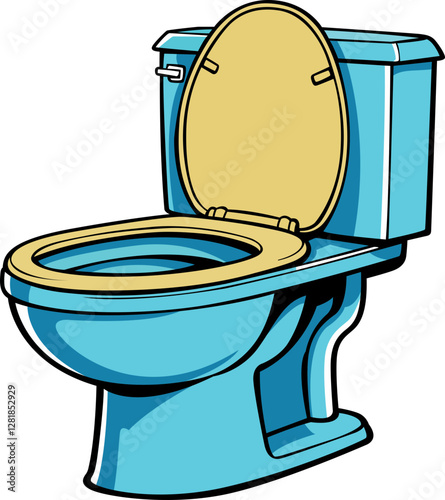 modern looking blue and white toilet seats potty image hand drawn image PNG transparent background
