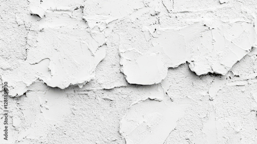 Fototapeta premium Rustic exposed brick wall with white rough stucco texture for background or design