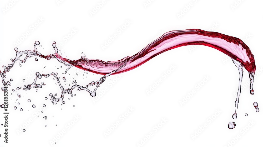 Dynamic Splash of Red Liquid Captured in Mid-Air with Colorful Drops Dynamic Splash of Red Liquid Captured in Mid-Air with Colorful Drops