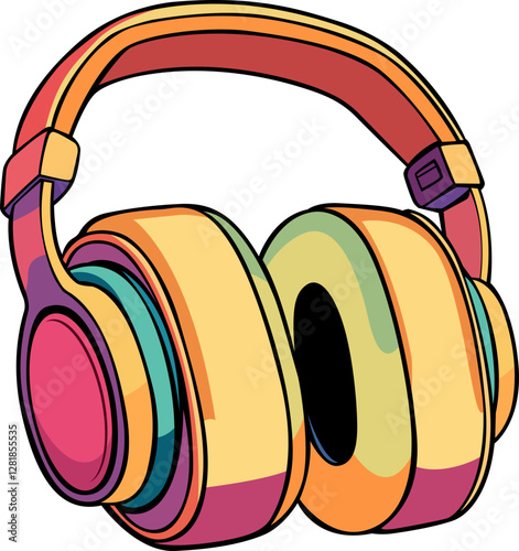 yellow colour head phone hand drawn image PNG transparent background