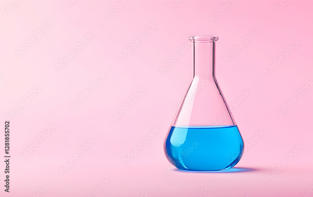 Aesthetic Science: A flask filled with vivid blue liquid against a pastel pink background, symbolizing creativity in research Aesthetic Science: A flask filled with vivid blue liquid against a pastel pink background, symbolizing creativity in research