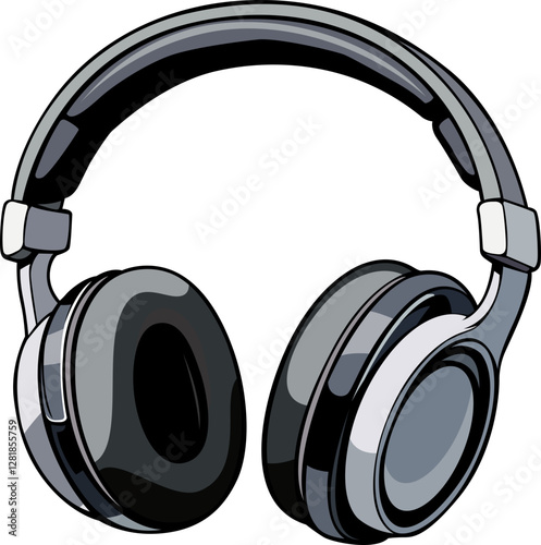 BLACK colour head phones hand drawn image PNG transparent background 