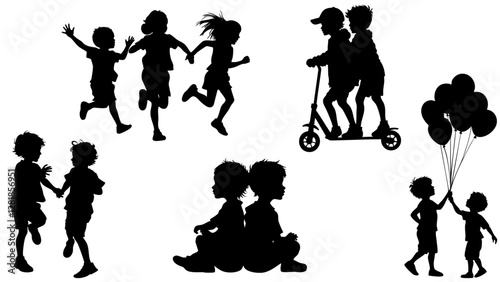 Stylish silhouettes set of children