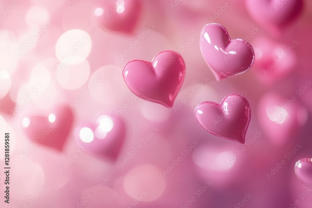 romantic composition of floating pink hearts in various sizes soft dreamy bokeh effect valentine theme romantic composition of floating pink hearts in various sizes soft dreamy bokeh effect valentine theme