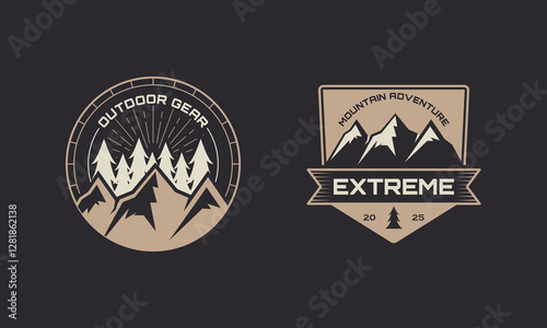 Set of Vintage Camping Outdoor Adventures Emblems Logo. Design Concept for Brand, Business, Company, Badge, Sticker, Stamp, Label.